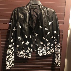 Leather jacket with white design